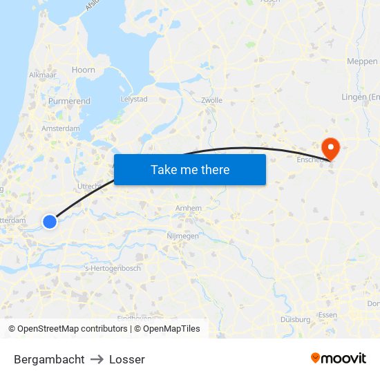 Bergambacht to Losser map