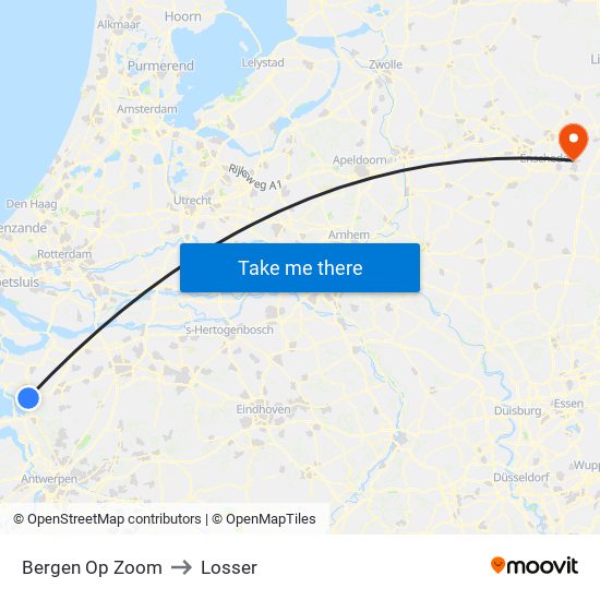 Bergen Op Zoom to Losser map