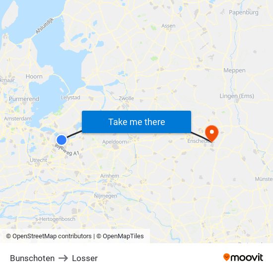 Bunschoten to Losser map