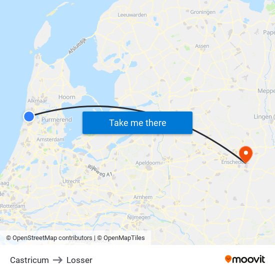 Castricum to Losser map