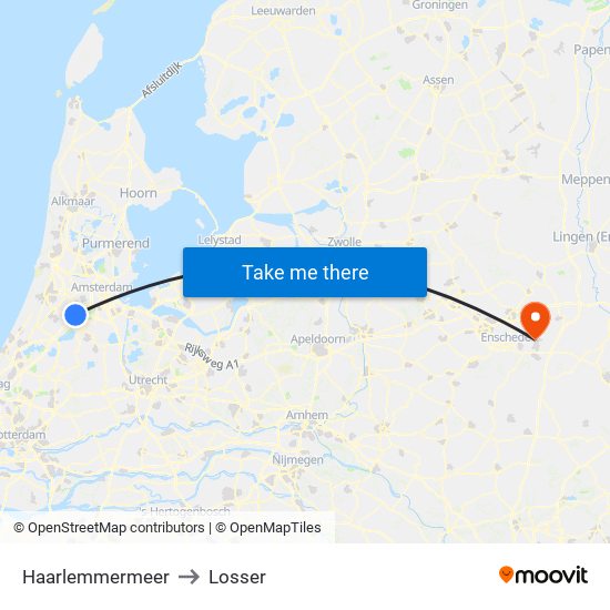 Haarlemmermeer to Losser map