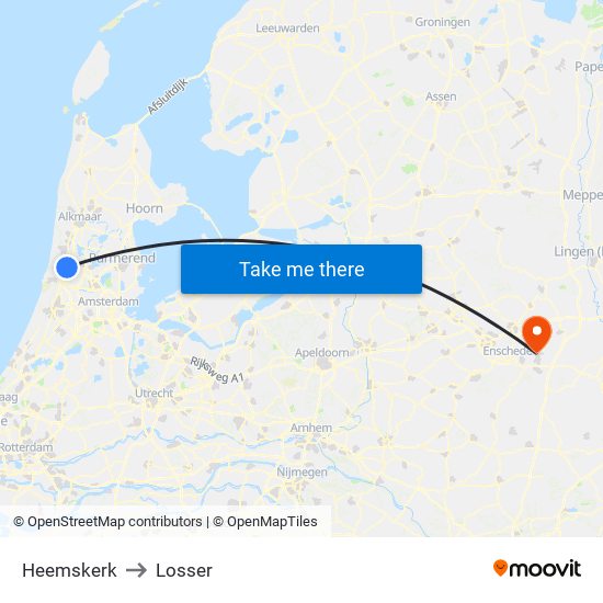 Heemskerk to Losser map