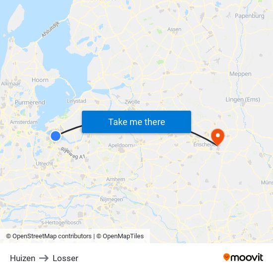 Huizen to Losser map