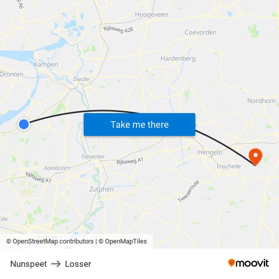 Nunspeet to Losser map