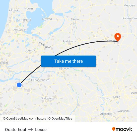 Oosterhout to Losser map