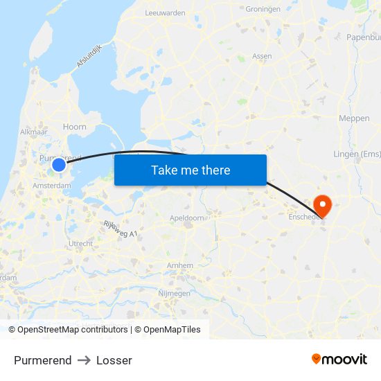 Purmerend to Losser map