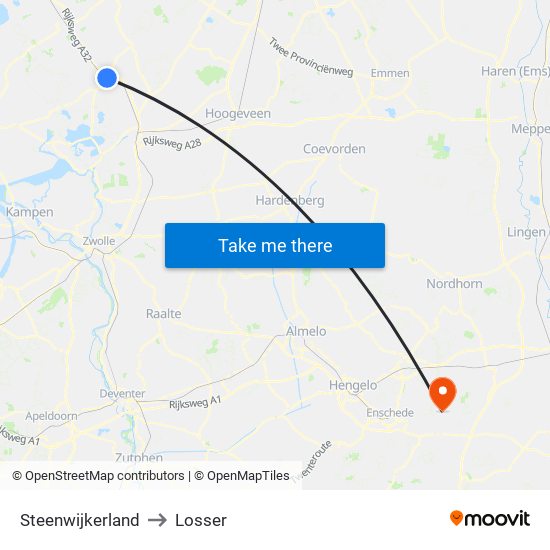 Steenwijkerland to Losser map