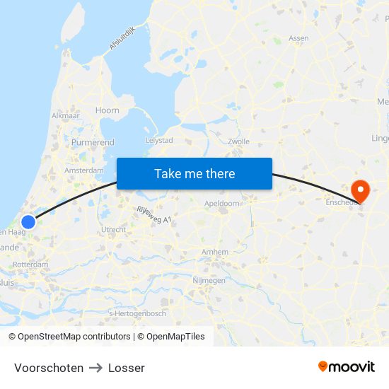 Voorschoten to Losser map