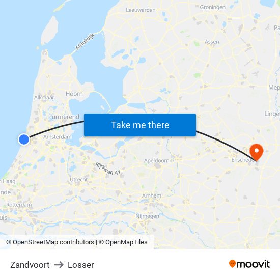 Zandvoort to Losser map