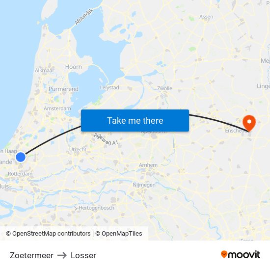 Zoetermeer to Losser map