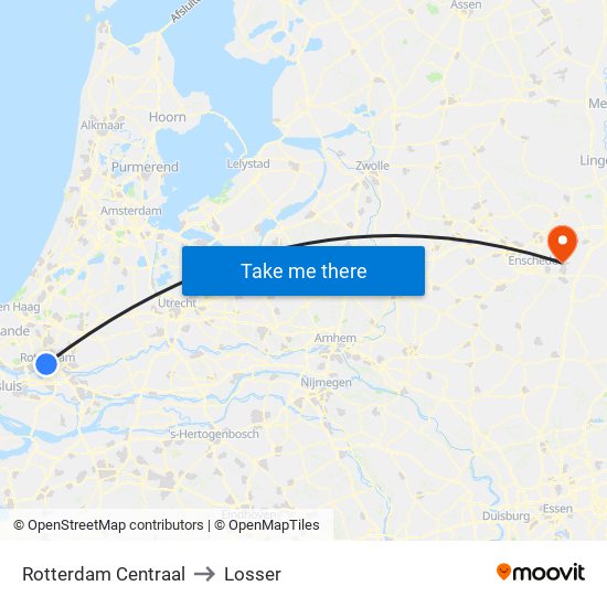 Rotterdam Centraal to Losser map