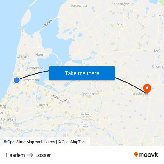 Haarlem to Losser map