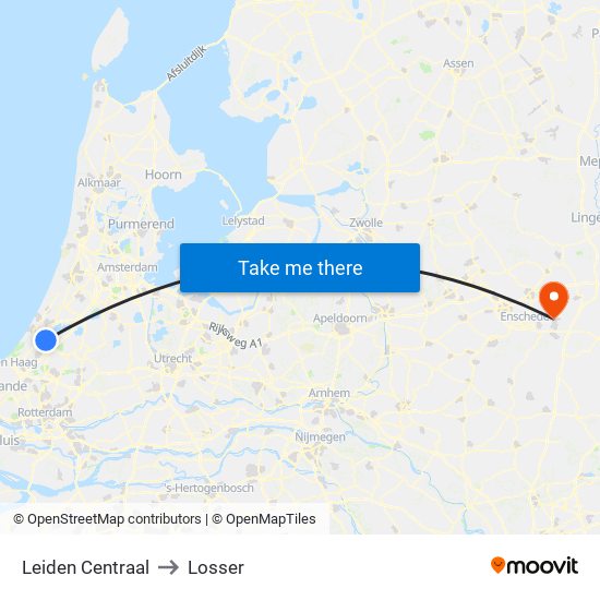 Leiden Centraal to Losser map