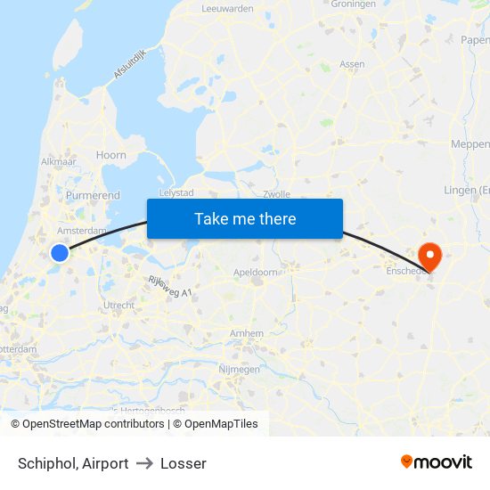 Schiphol, Airport to Losser map