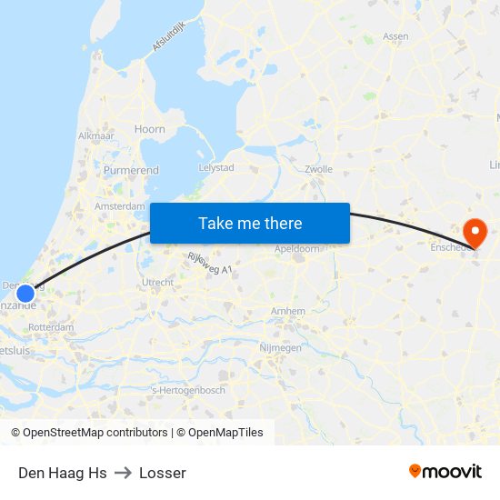 Den Haag Hs to Losser map