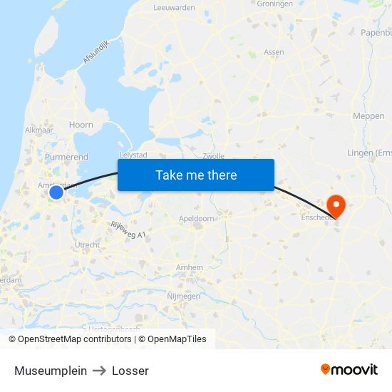 Museumplein to Losser map