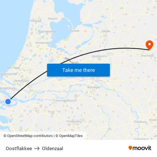 Oostflakkee to Oldenzaal map