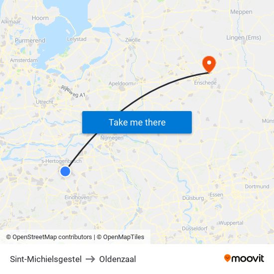 Sint-Michielsgestel to Oldenzaal map