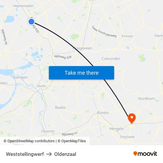 Weststellingwerf to Oldenzaal map