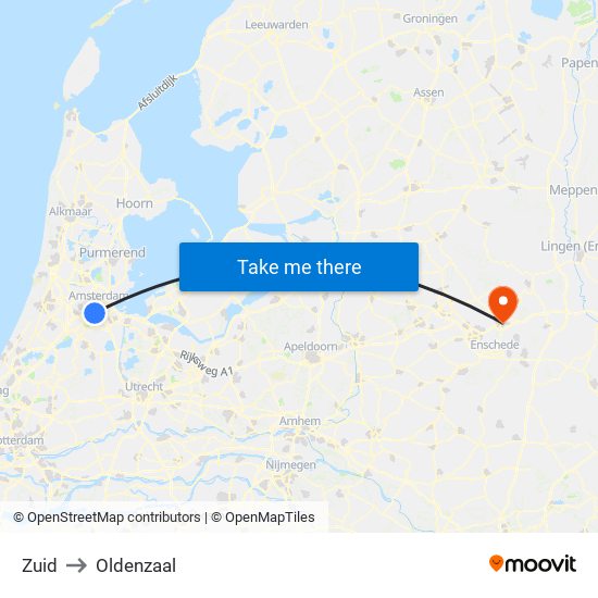 Zuid to Oldenzaal map