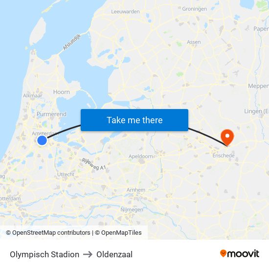 Olympisch Stadion to Oldenzaal map