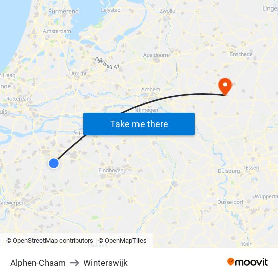 Alphen-Chaam to Winterswijk map