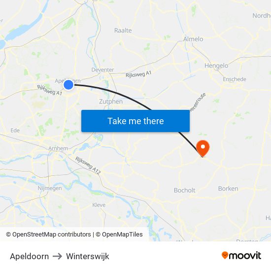 Apeldoorn to Winterswijk map