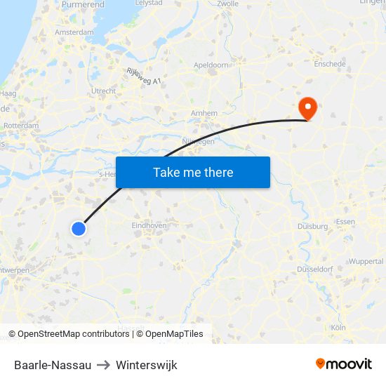 Baarle-Nassau to Winterswijk map