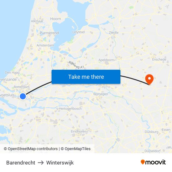 Barendrecht to Winterswijk map