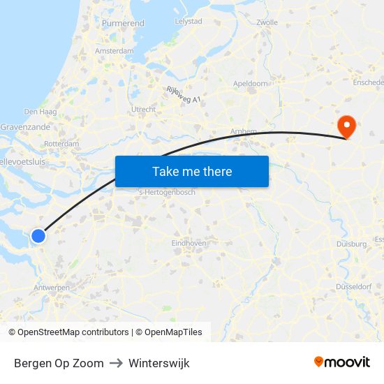 Bergen Op Zoom to Winterswijk map