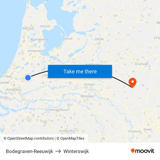 Bodegraven-Reeuwijk to Winterswijk map