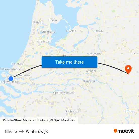Brielle to Winterswijk map