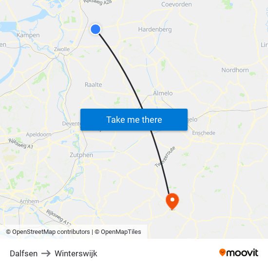 Dalfsen to Winterswijk map