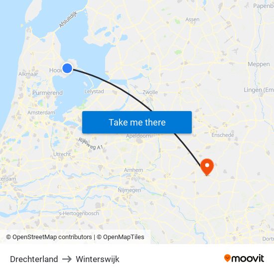 Drechterland to Winterswijk map