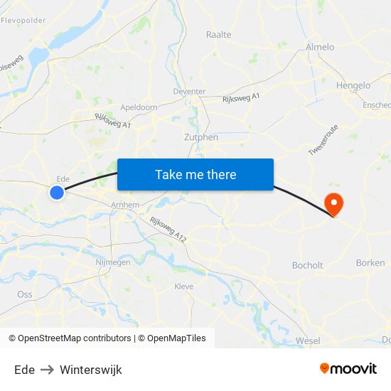 Ede to Winterswijk map
