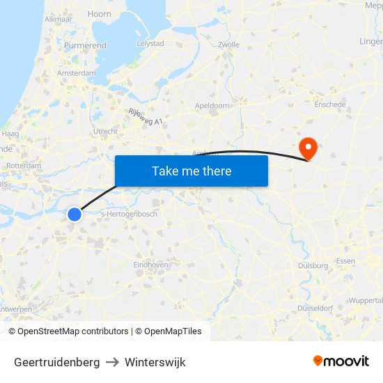 Geertruidenberg to Winterswijk map