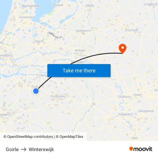 Goirle to Winterswijk map