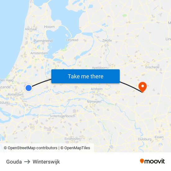 Gouda to Winterswijk map