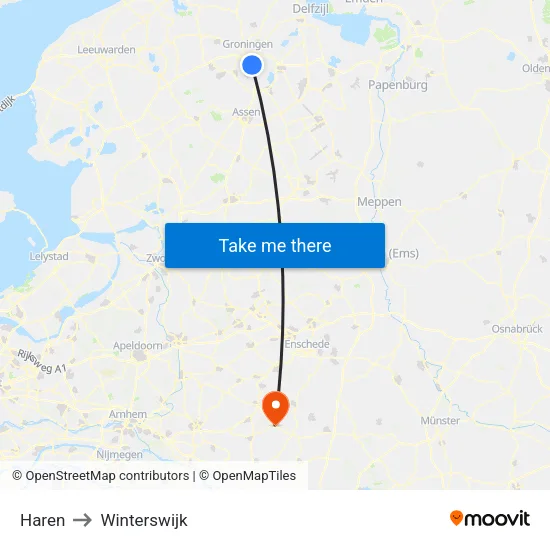 Haren to Winterswijk map