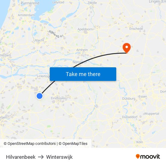 Hilvarenbeek to Winterswijk map