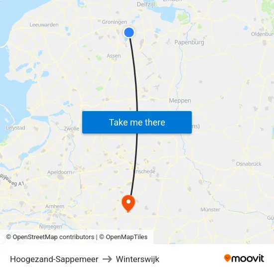 Hoogezand-Sappemeer to Winterswijk map