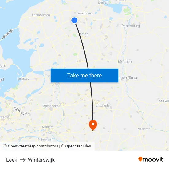 Leek to Winterswijk map