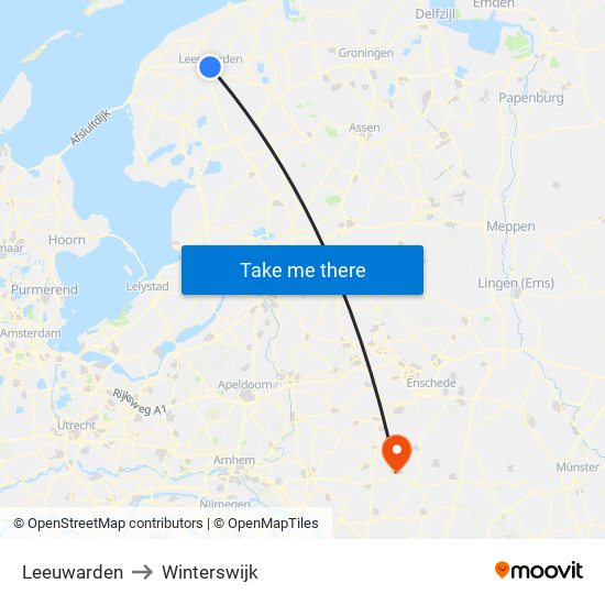 Leeuwarden to Winterswijk map