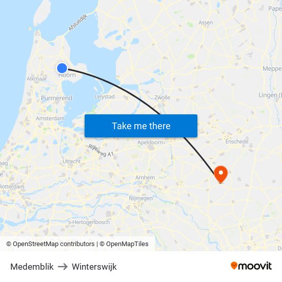 Medemblik to Winterswijk map