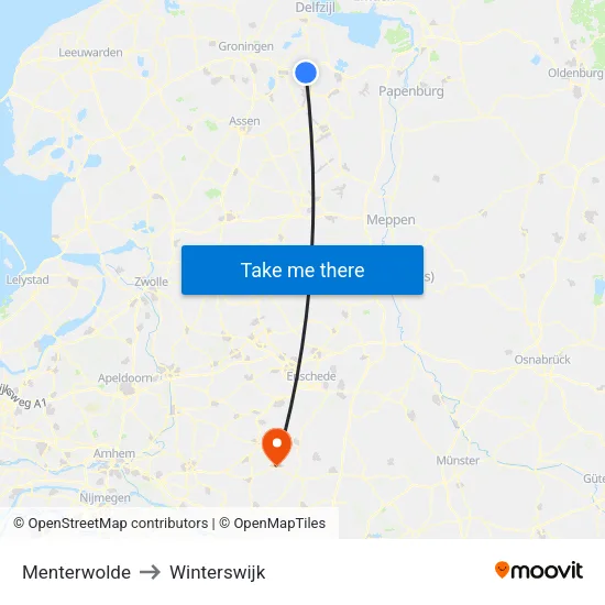 Menterwolde to Winterswijk map