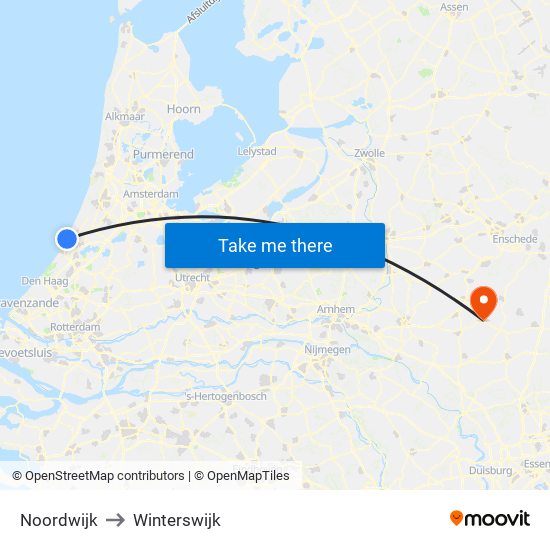 Noordwijk to Winterswijk map