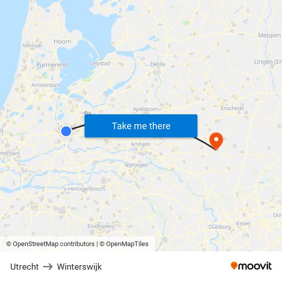 Utrecht to Winterswijk map