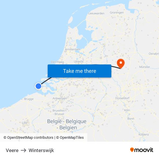 Veere to Winterswijk map