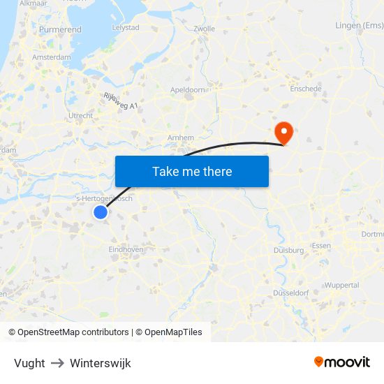 Vught to Winterswijk map