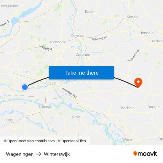 Wageningen to Winterswijk map